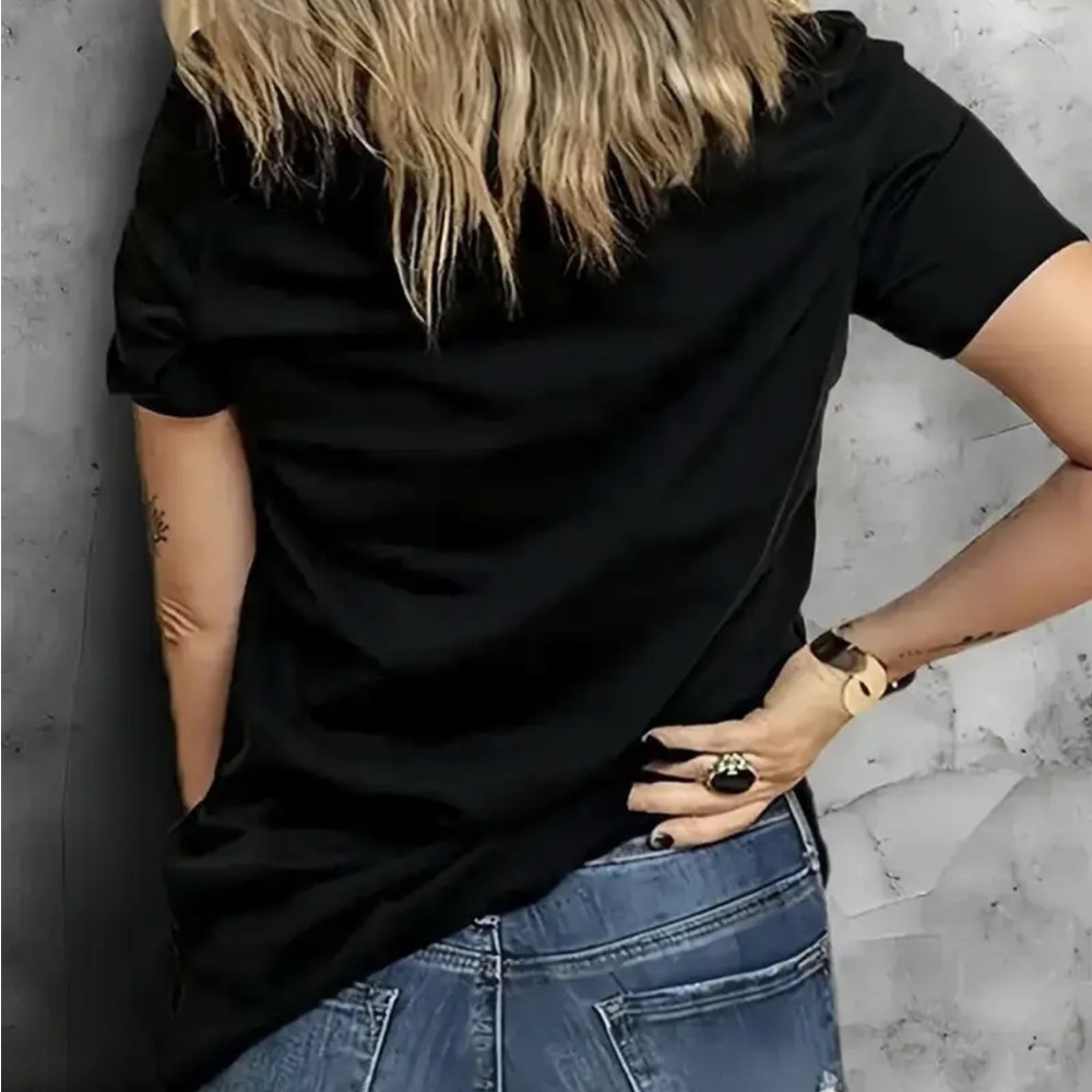 Trendy Black and Pink Slogan Tee - Picture 2 of 5